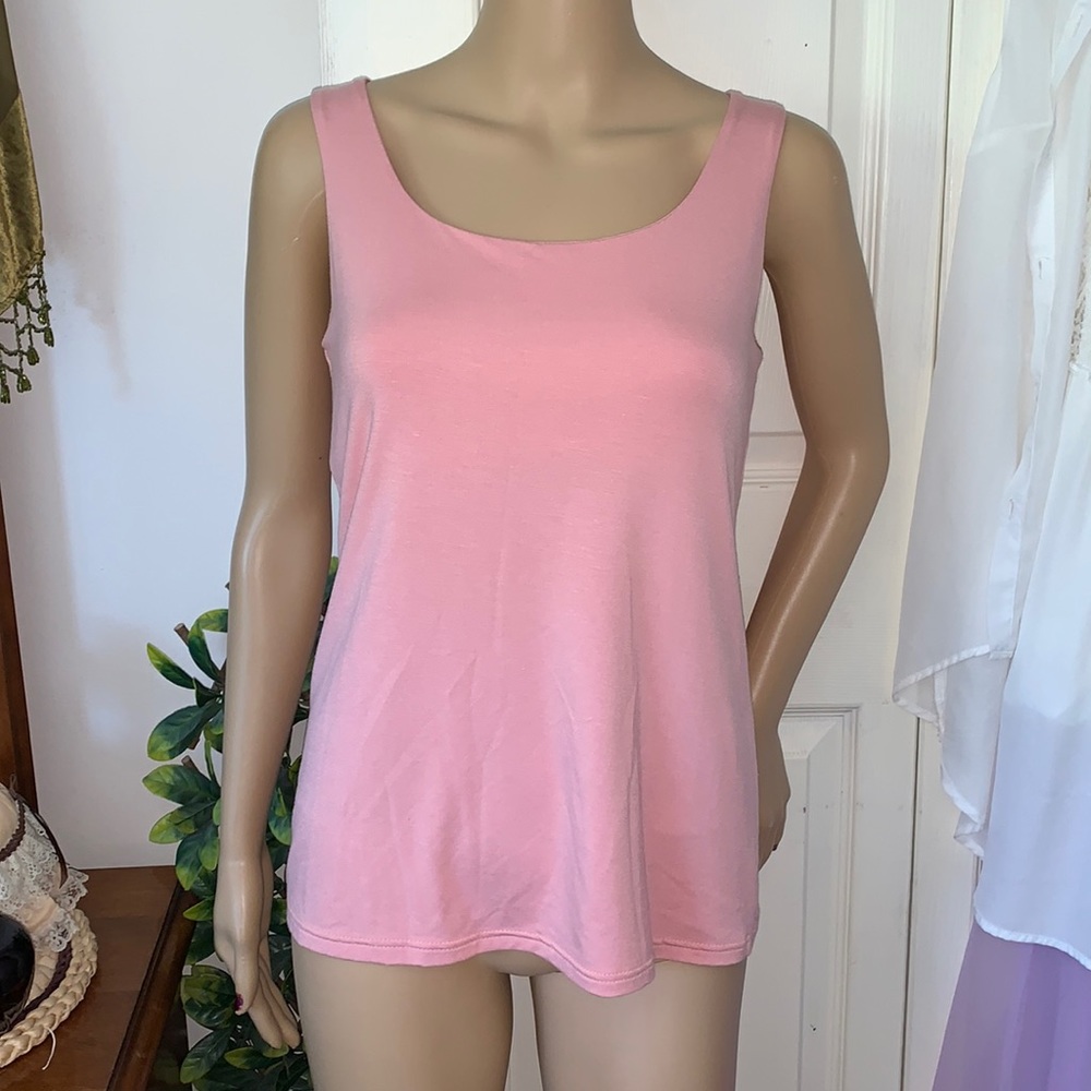 Arianne pink scoop neck built in shelf bra tunic tank top S